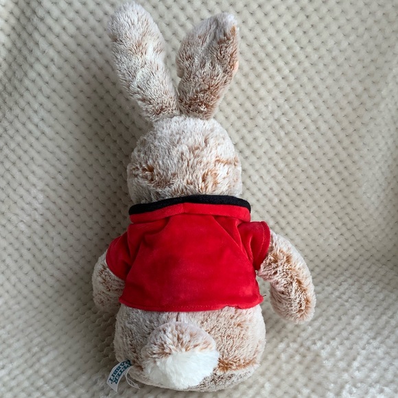 Beautiful Peter Rabbit Flopsy Plush Stuffed Animal Embroidered Eyes Red Vest - Picture 4 of 10